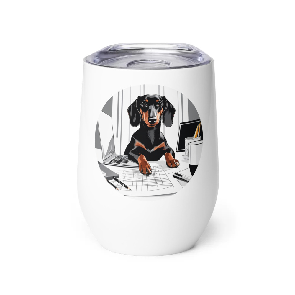 PugMug Custom Black Dachshund Wine Tumbler