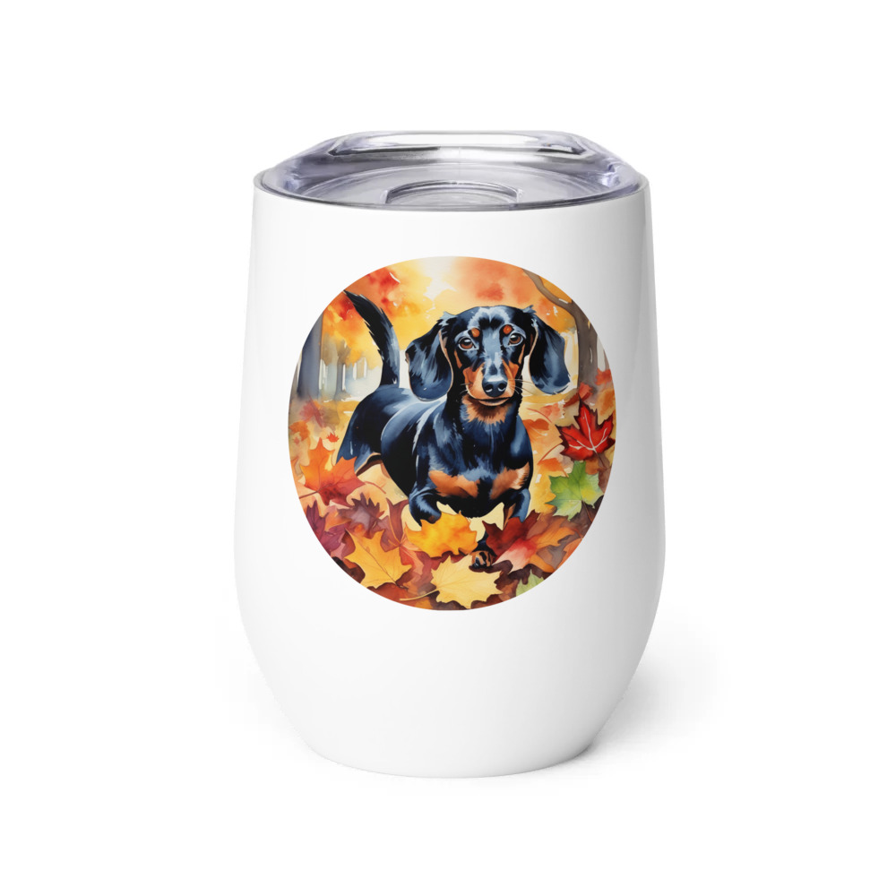 PugMug Custom Black Dachshund Wine Tumbler
