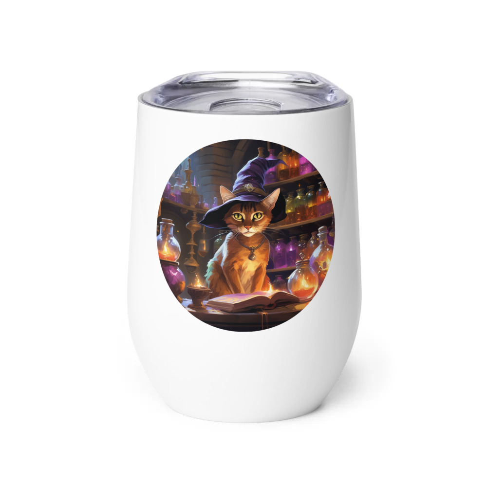 PugMug Custom Tabby Abyssinian Cat Wine Tumbler