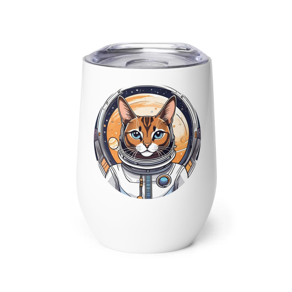 PugMug Custom Tabby Abyssinian Cat Wine Tumbler