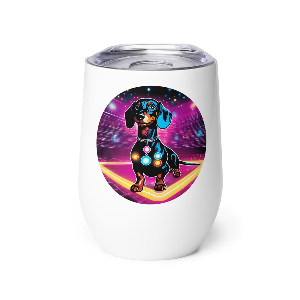PugMug Custom Black Dachshund Wine Tumbler