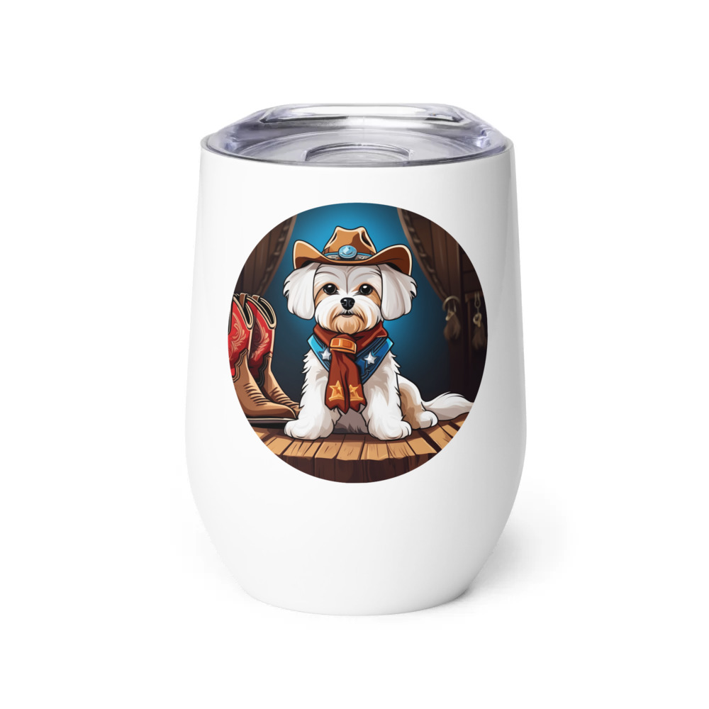 PugMug Custom Maltese Dog Wine Tumbler