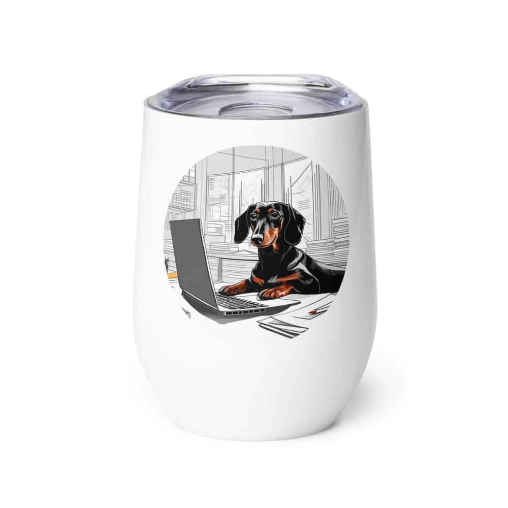 PugMug Custom Black Dachshund Wine Tumbler