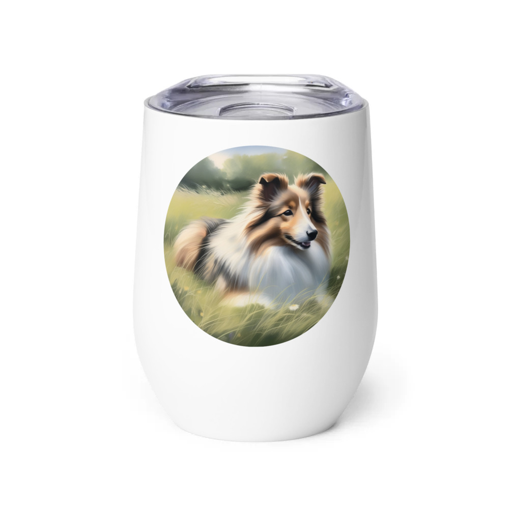 PugMug Custom Shetland Sheepdog Wine Tumbler