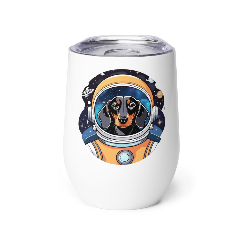 PugMug Custom Black Dachshund Wine Tumbler