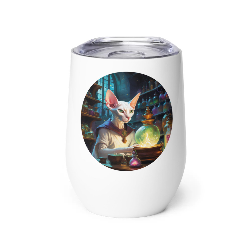 PugMug Custom White Sphynx Cat Wine Tumbler