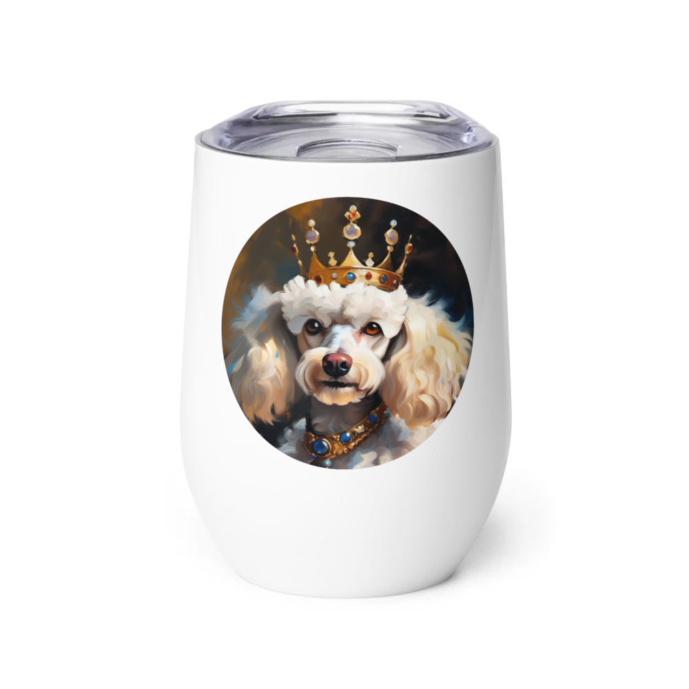 PugMug Custom White Poodle Wine Tumbler