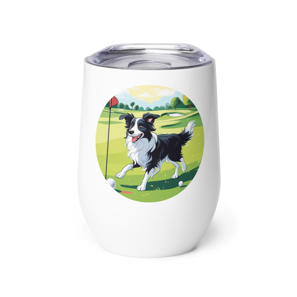 PugMug Custom Border Collie Wine Tumbler