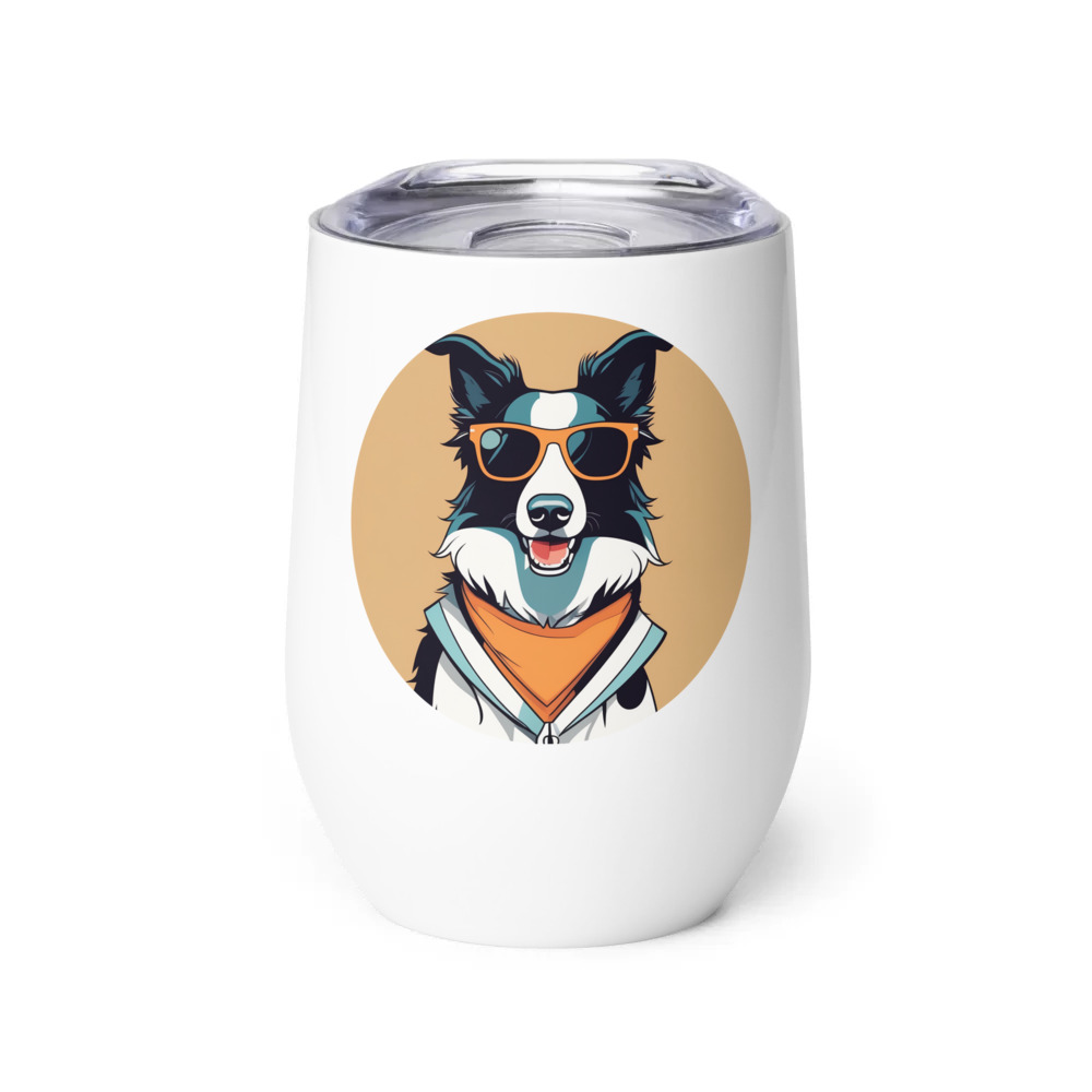 PugMug Custom Border Collie Wine Tumbler