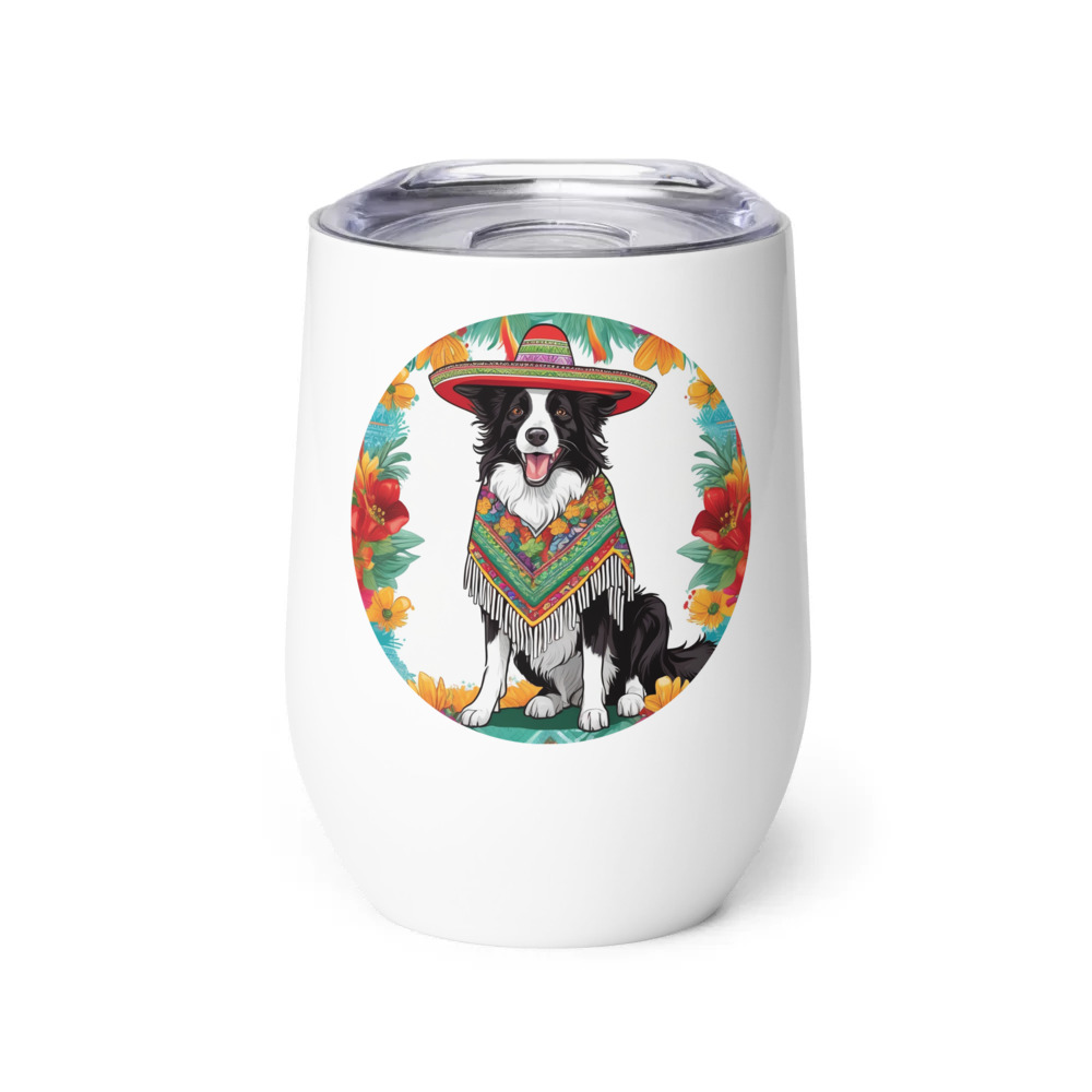 PugMug Custom Border Collie Wine Tumbler