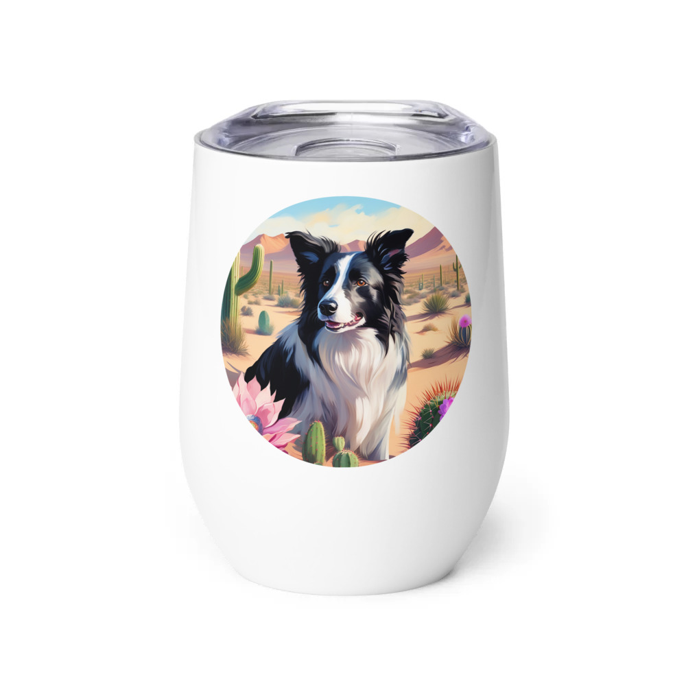PugMug Custom Border Collie Wine Tumbler