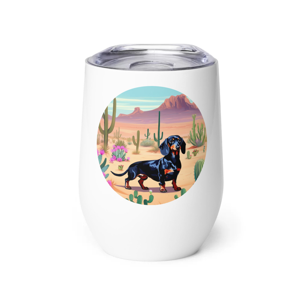 PugMug Custom Black Dachshund Wine Tumbler