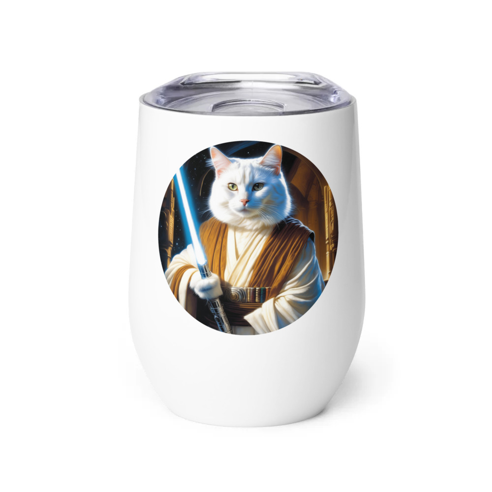 PugMug Custom White Companion Cat Wine Tumbler