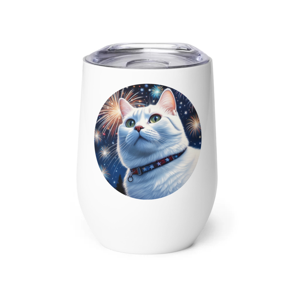 PugMug Custom White American Shorthair Cat Wine Tumbler