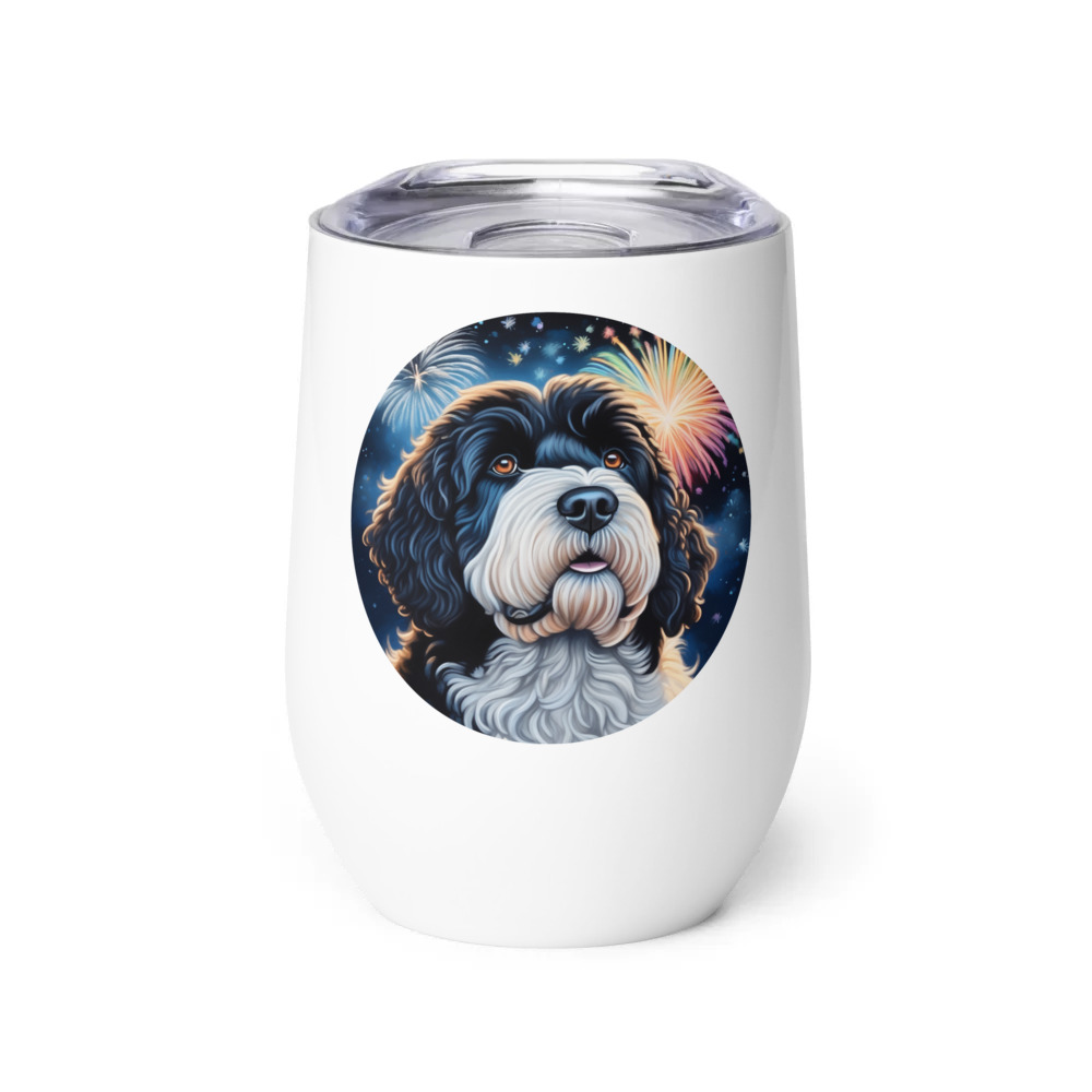 PugMug Custom Portuguese Water Dog Wine Tumbler