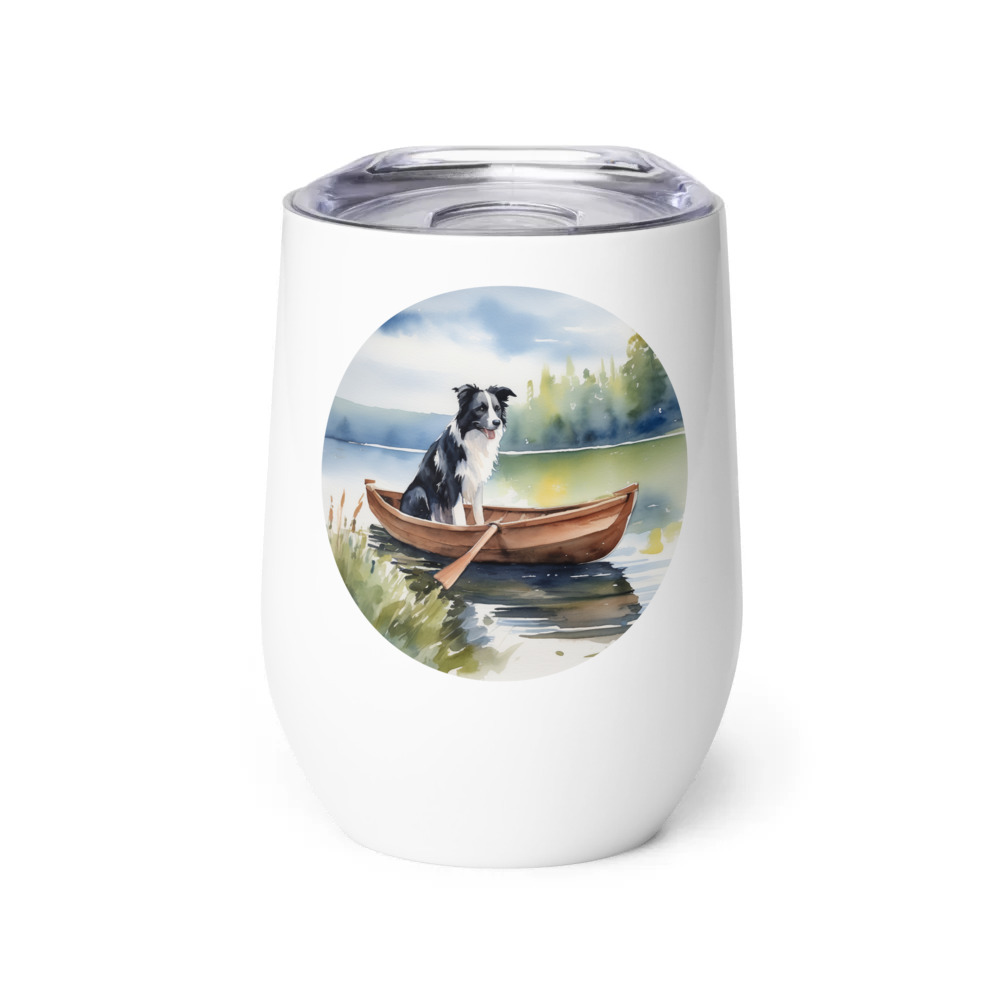 PugMug Custom Border Collie Wine Tumbler