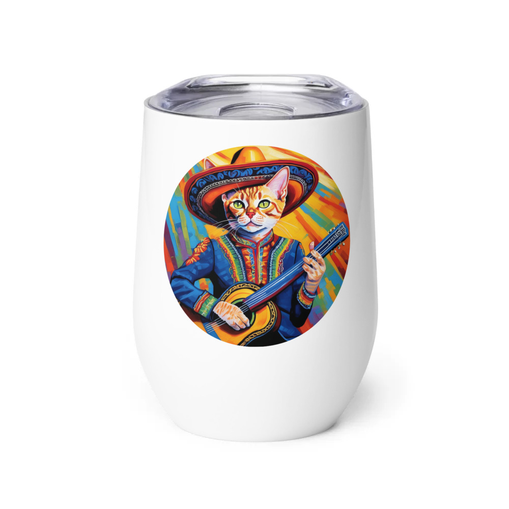 PugMug Custom Tabby Devon Rex Cat Wine Tumbler