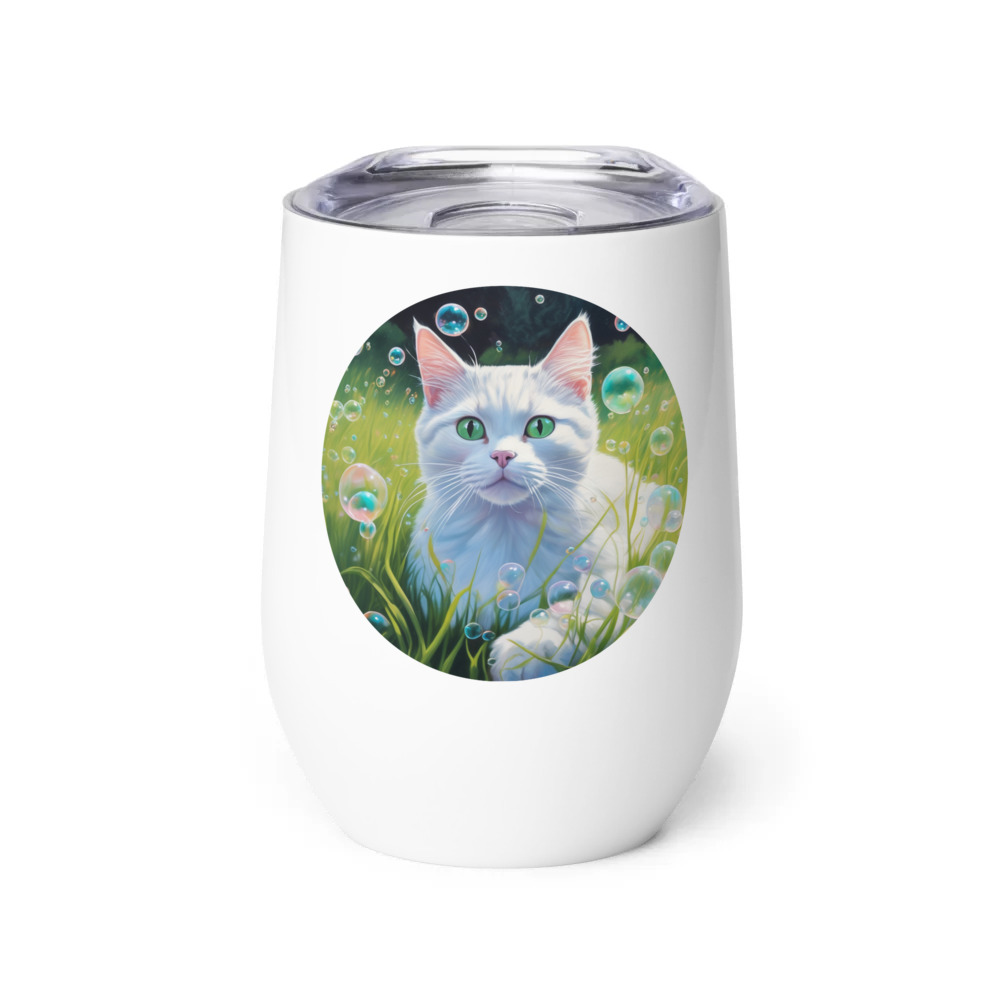 PugMug Custom White Companion Cat Wine Tumbler