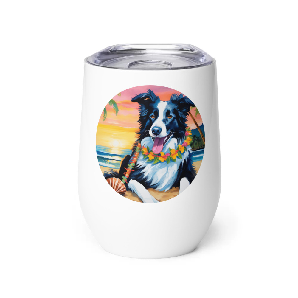 PugMug Custom Border Collie Wine Tumbler