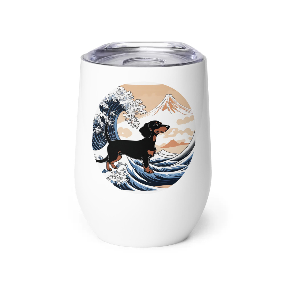PugMug Custom Black Dachshund Wine Tumbler