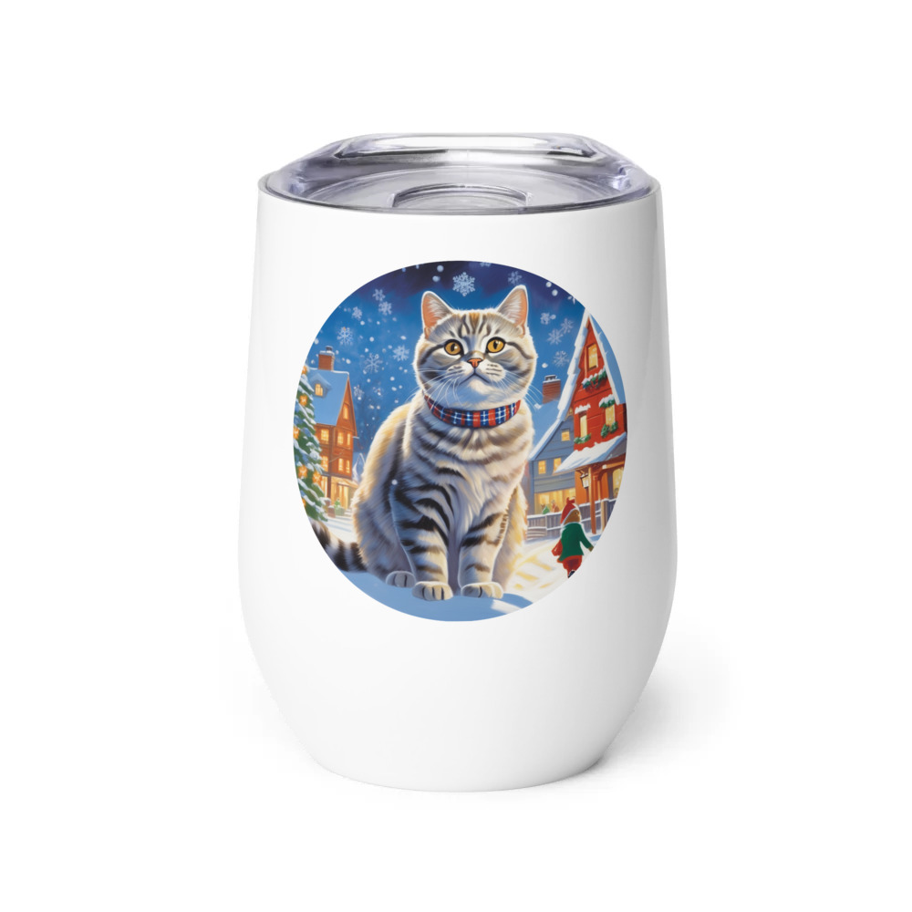 PugMug Custom Tabby British Shorthair Cat Wine Tumbler