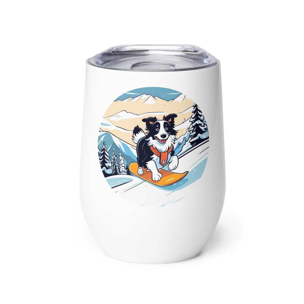 PugMug Custom Border Collie Wine Tumbler