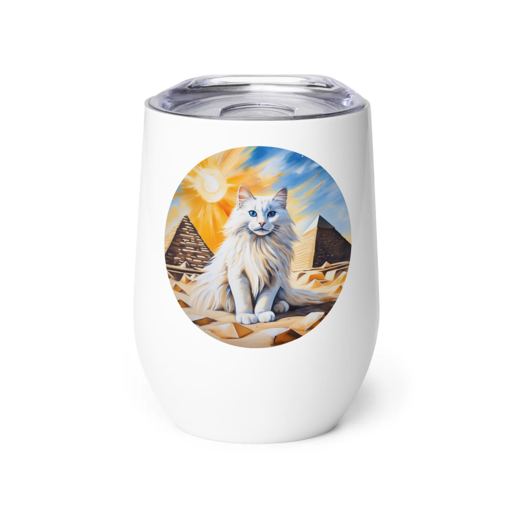 PugMug Custom White Ragdoll Cat Wine Tumbler