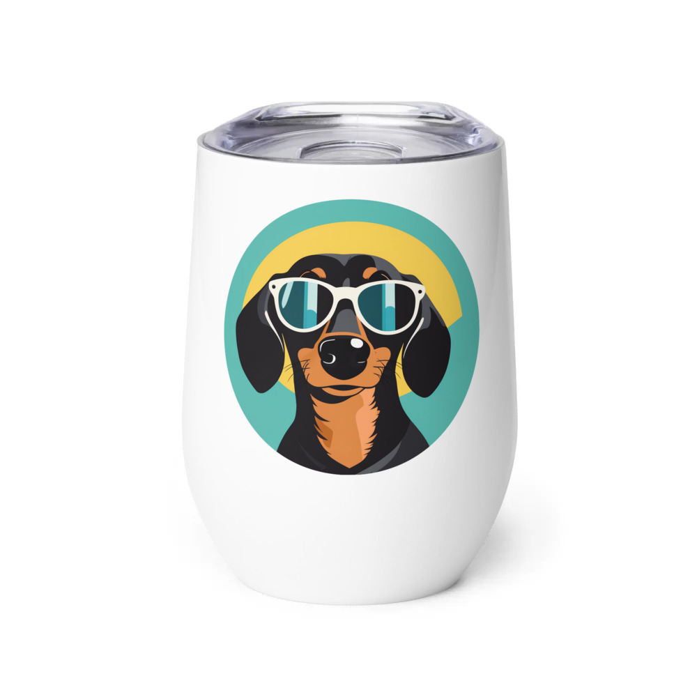PugMug Custom Black Dachshund Wine Tumbler