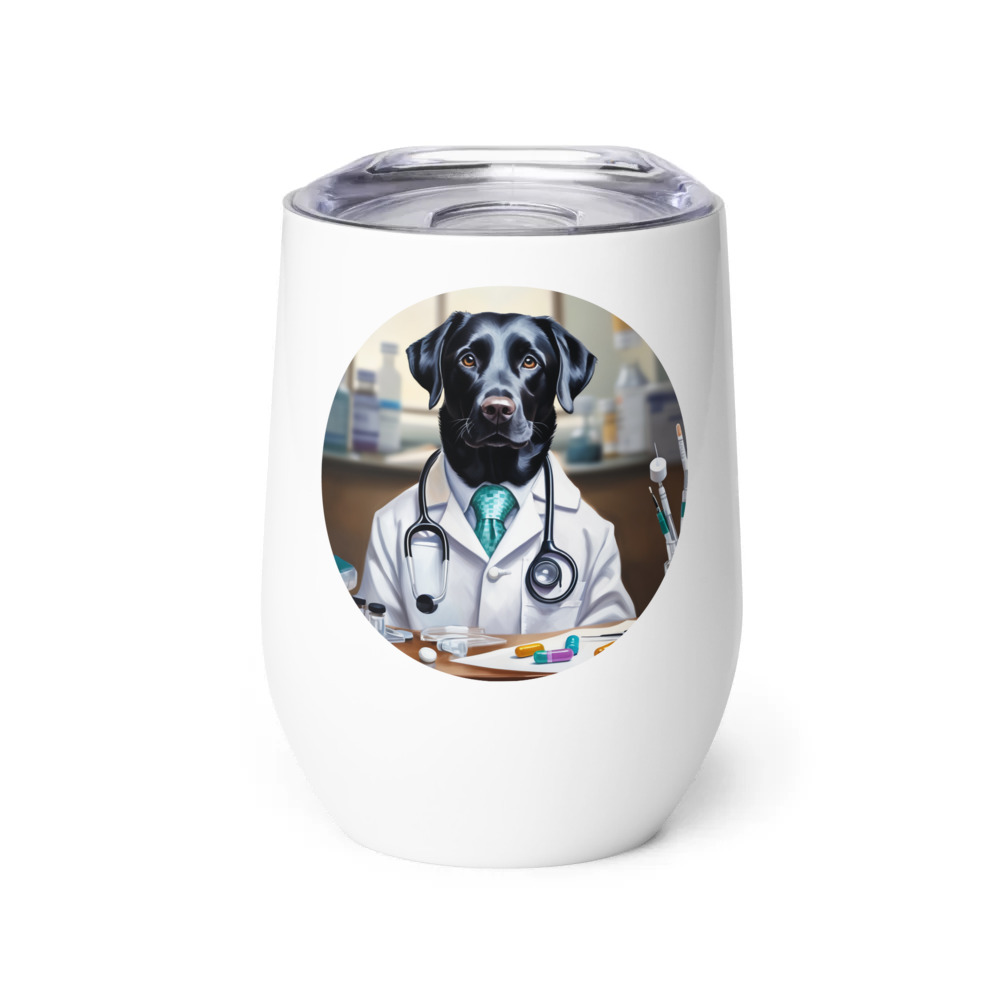 PugMug Custom Black Labrador Retriever Wine Tumbler