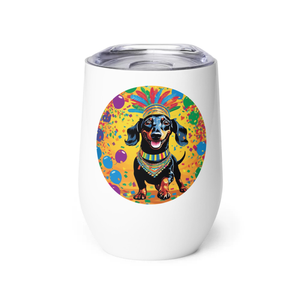 PugMug Custom Black Dachshund Wine Tumbler