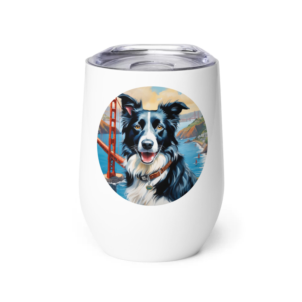 PugMug Custom Border Collie Wine Tumbler