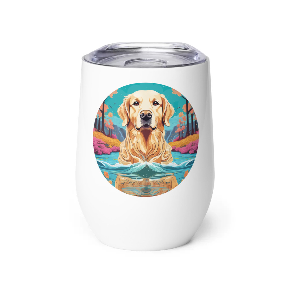 PugMug Custom Golden Retriever Wine Tumbler