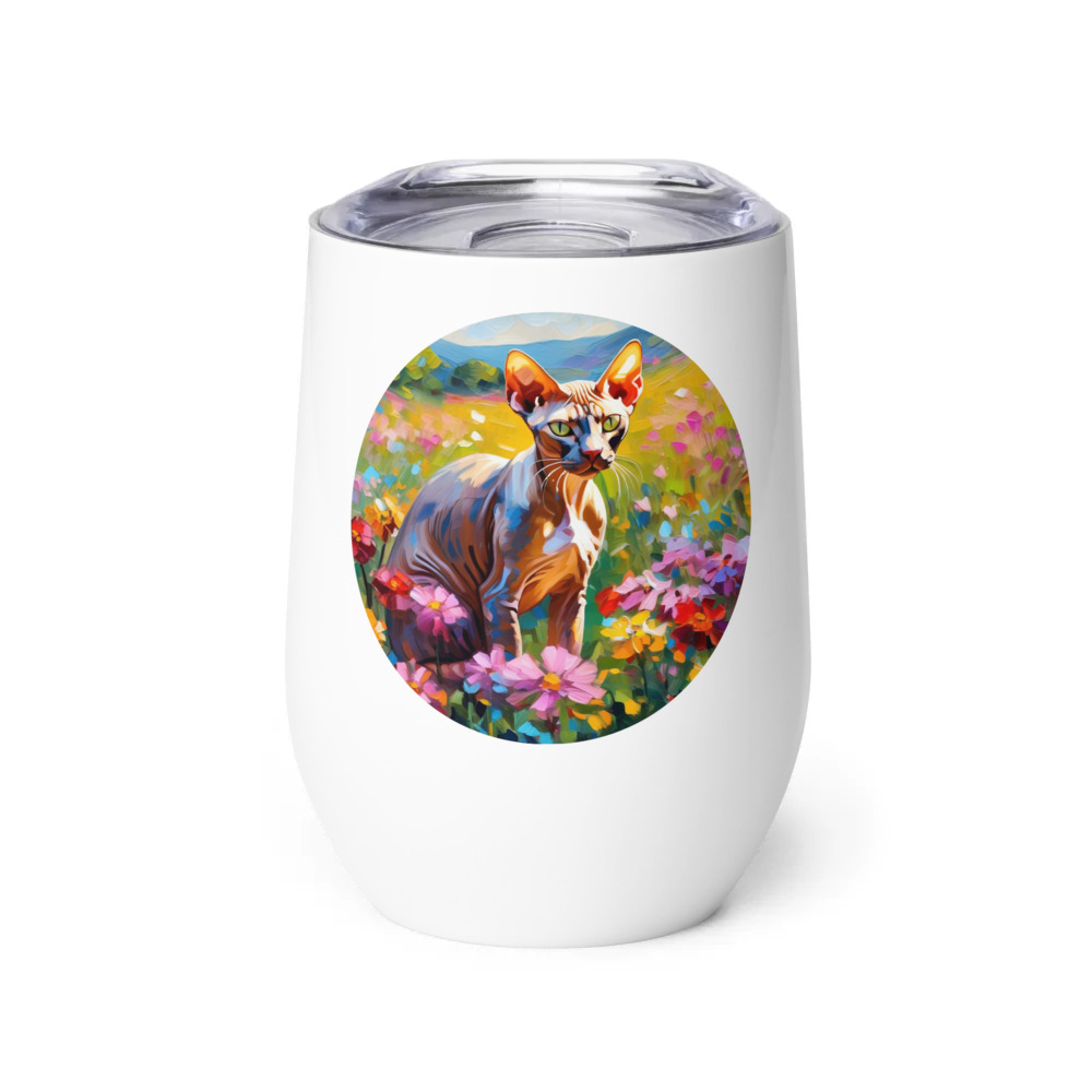 PugMug Custom Tabby Sphynx Cat Wine Tumbler