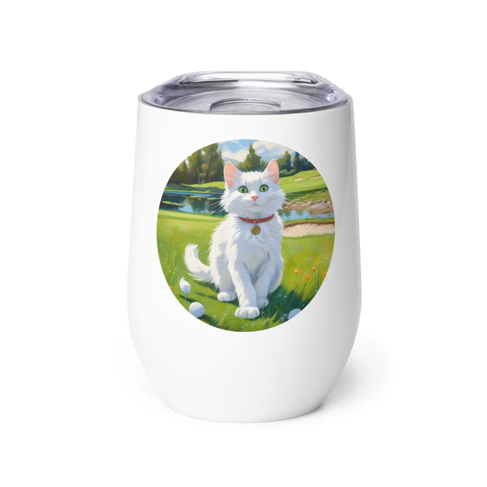 PugMug Custom White Companion Cat Wine Tumbler