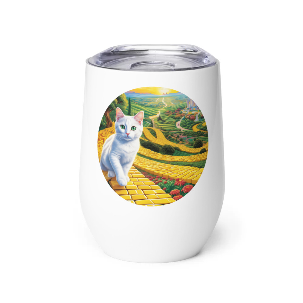 PugMug Custom White Companion Cat Wine Tumbler