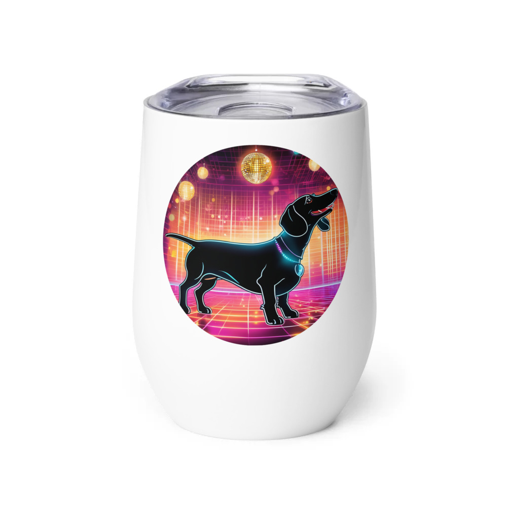 PugMug Custom Black Dachshund Wine Tumbler