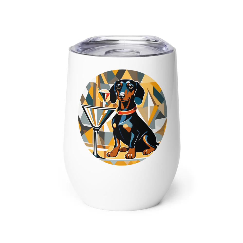 PugMug Custom Black Dachshund Wine Tumbler