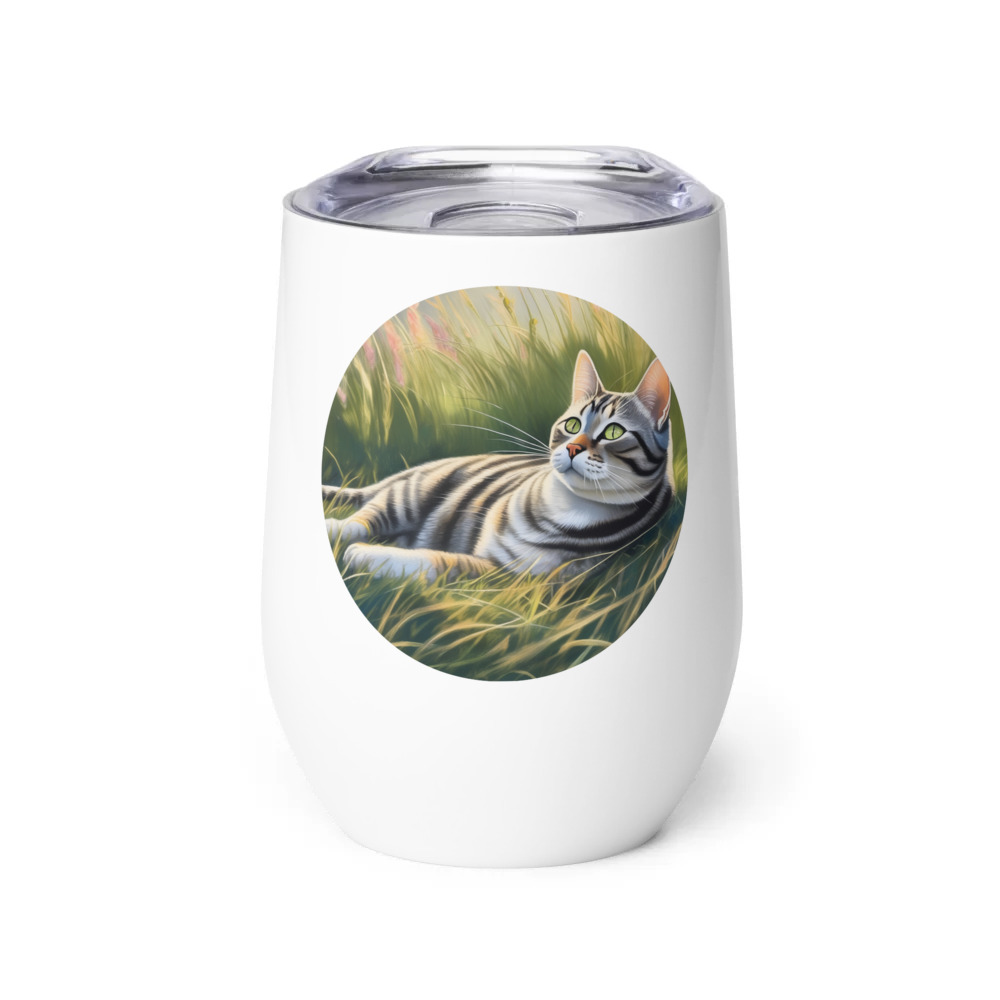 PugMug Custom Tabby American Shorthair Cat Wine Tumbler