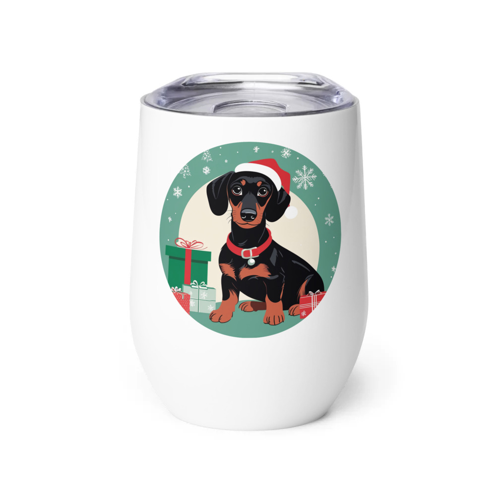 PugMug Custom Black Dachshund Wine Tumbler
