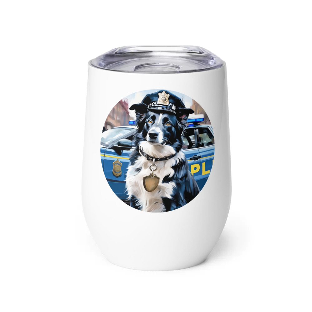 PugMug Custom Border Collie Wine Tumbler