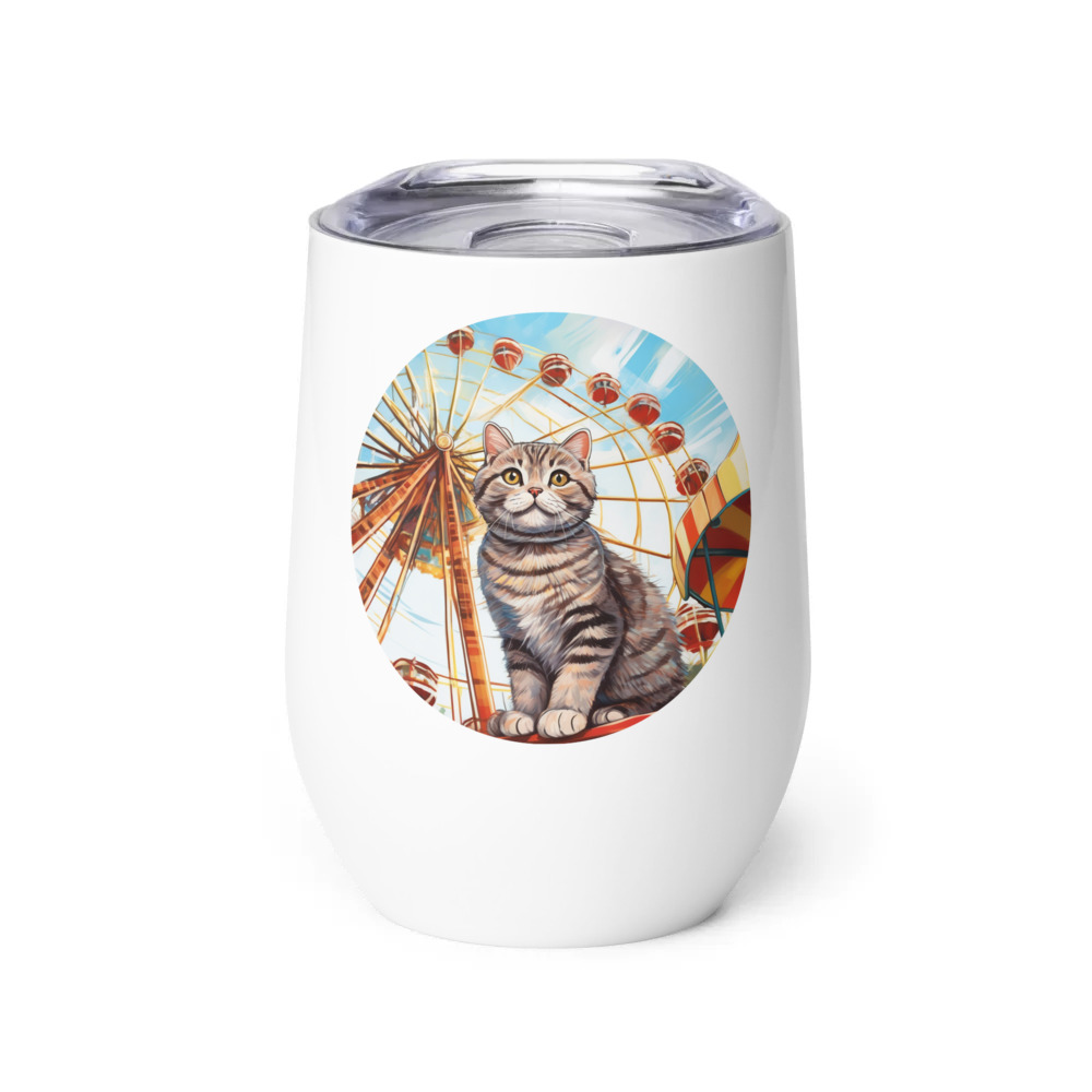 PugMug Custom Tabby Scottish Fold Cat Wine Tumbler