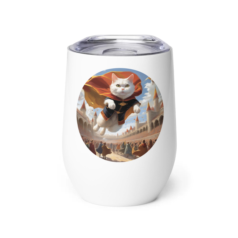 PugMug Custom White Companion Cat Wine Tumbler
