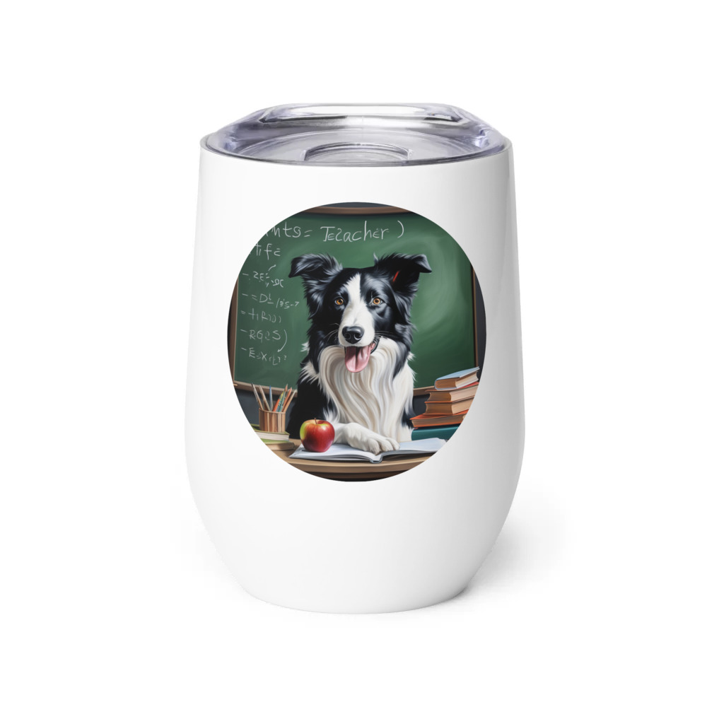 PugMug Custom Border Collie Wine Tumbler