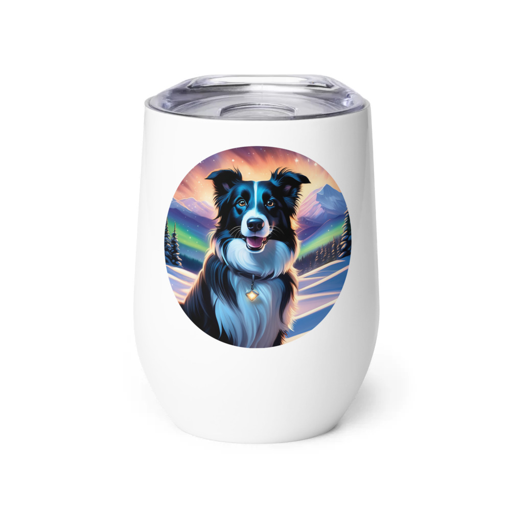 PugMug Custom Border Collie Wine Tumbler