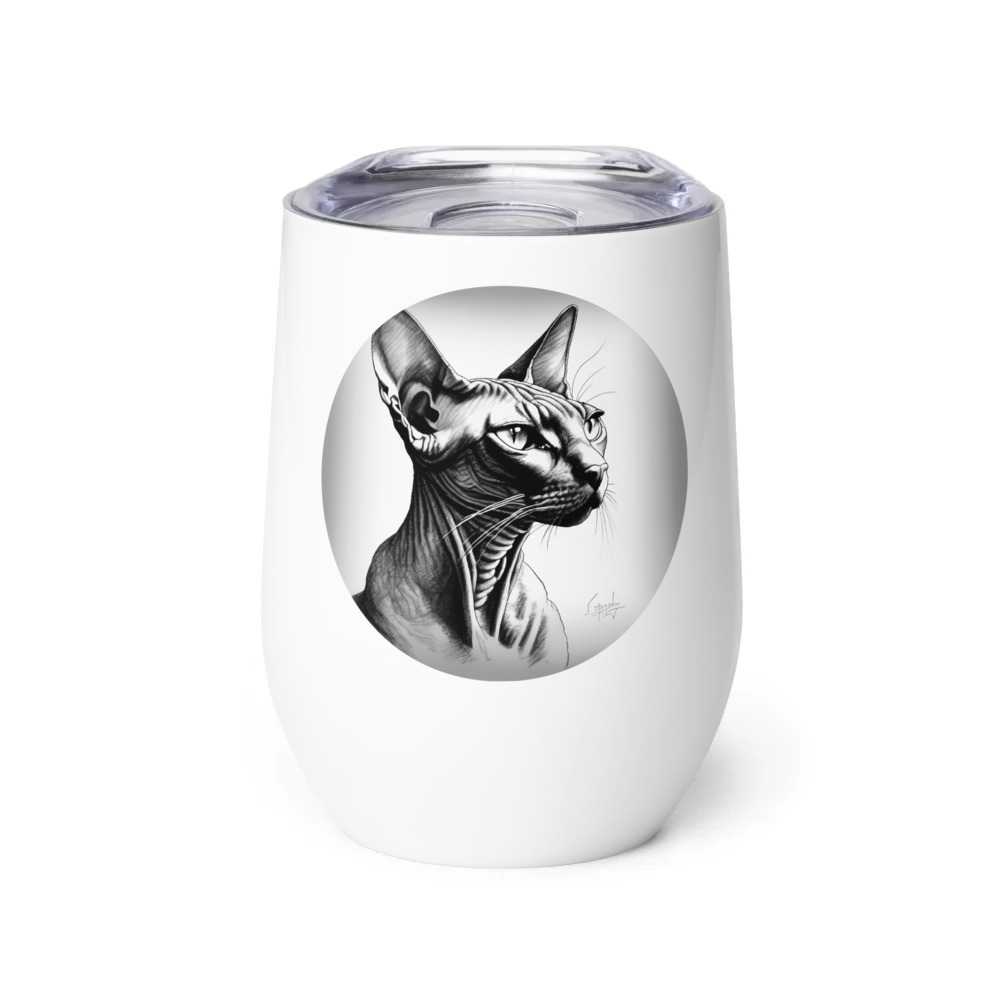 PugMug Custom Black Sphynx Cat Wine Tumbler