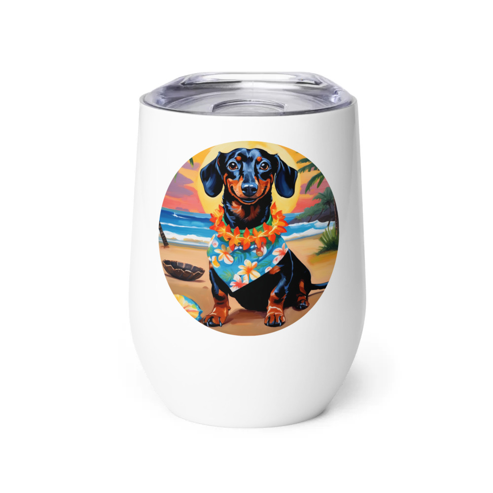 PugMug Custom Black Dachshund Wine Tumbler