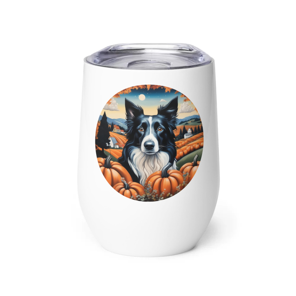 PugMug Custom Border Collie Wine Tumbler