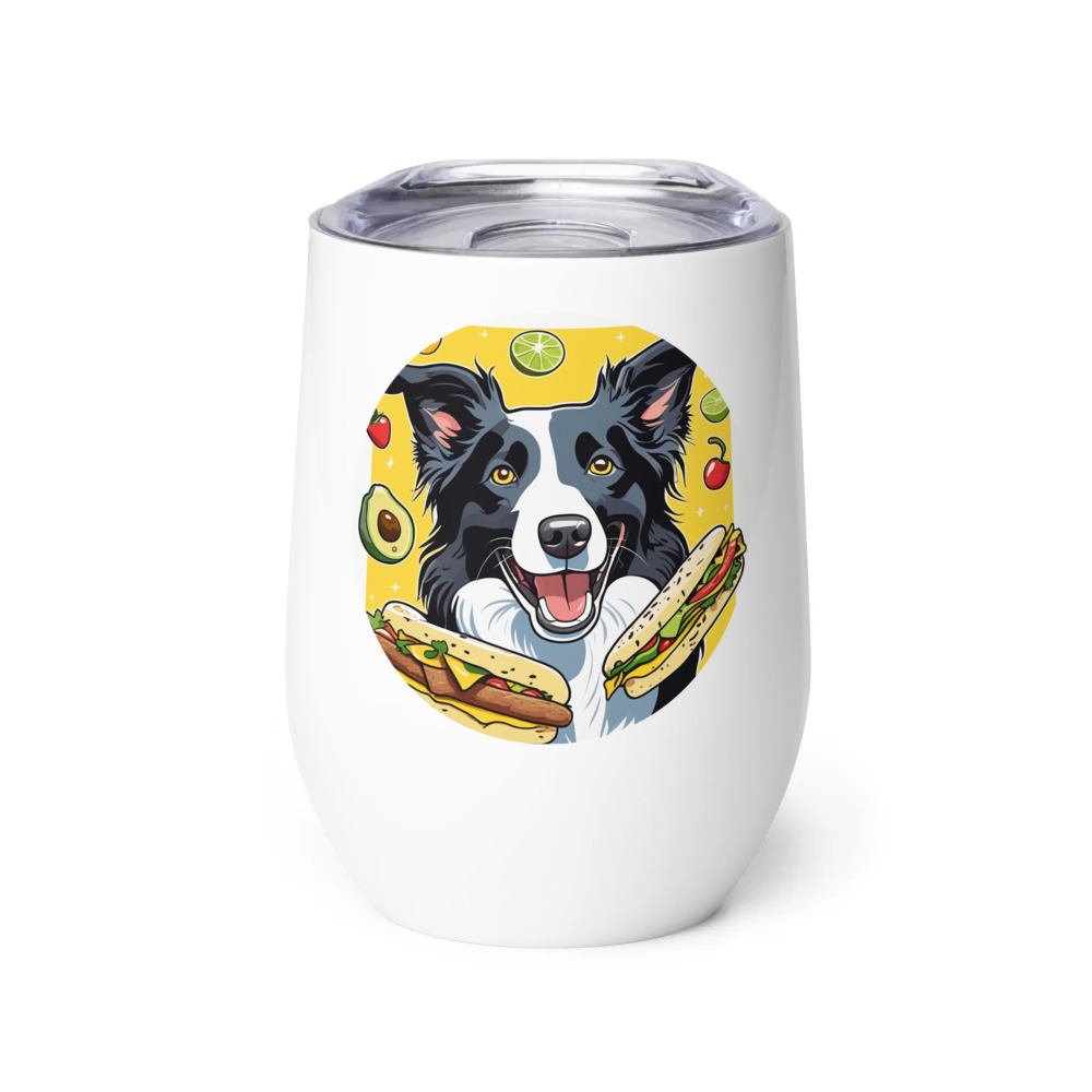 PugMug Custom Border Collie Wine Tumbler