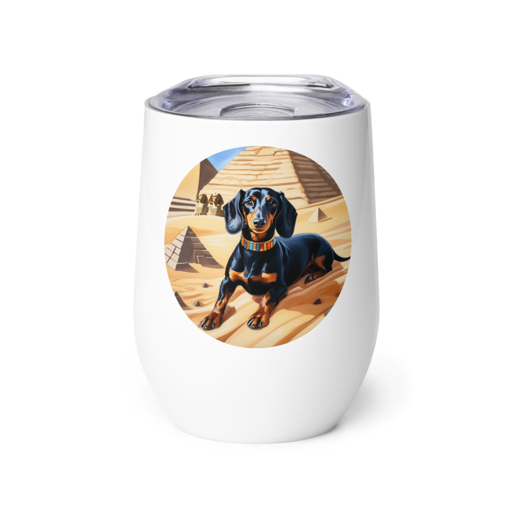 PugMug Custom Black Dachshund Wine Tumbler