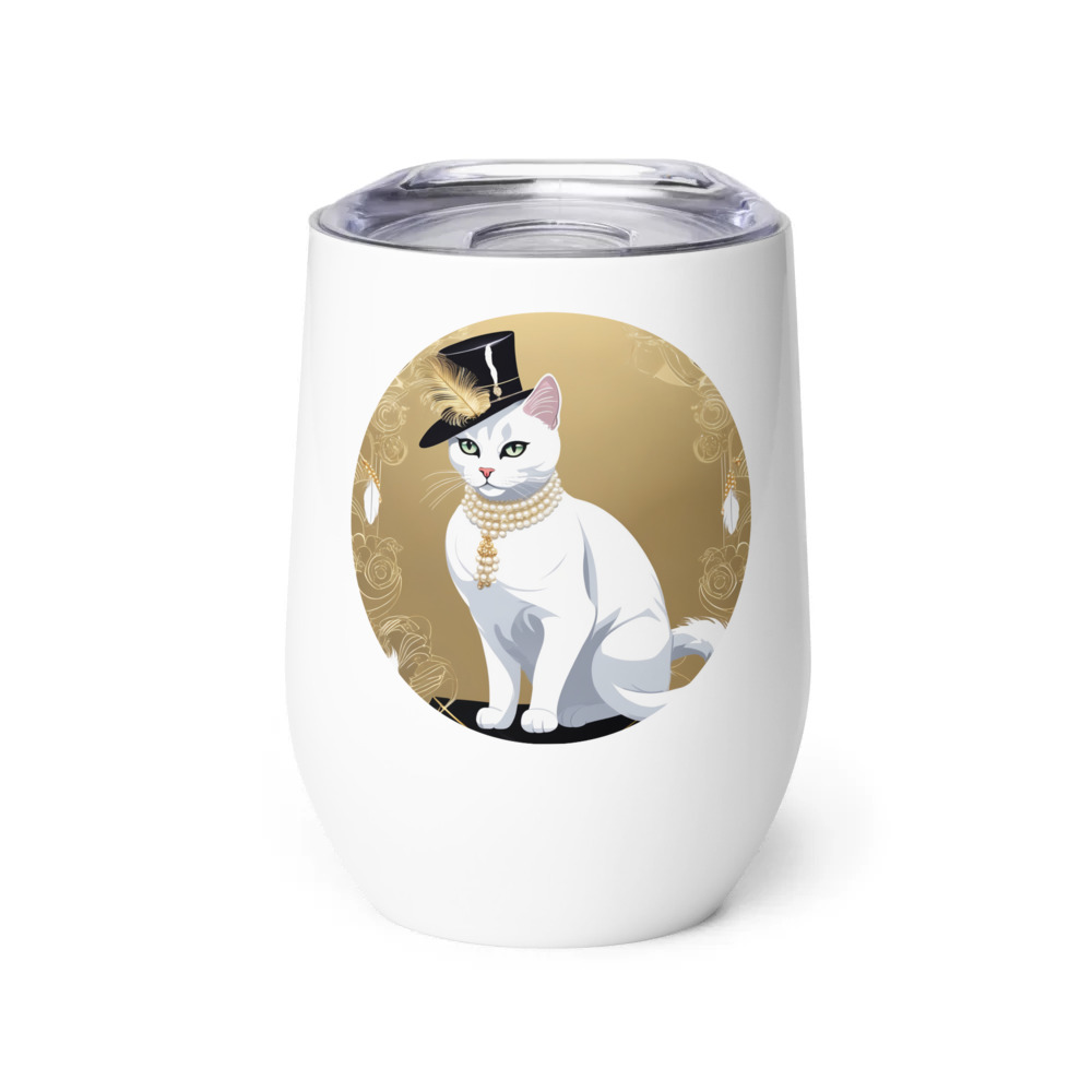 PugMug Custom White American Shorthair Cat Wine Tumbler